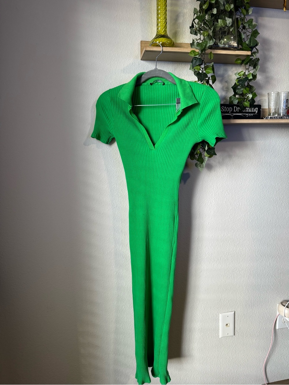 Zara Green Polo Midi Dress